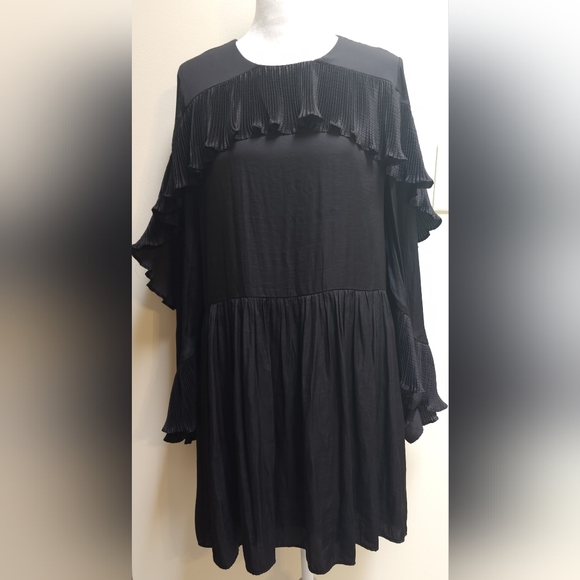 Anthropologie dRA Los Angeles Salinas Black Pleated Ruffle Mini Dress - Picture 3 of 10